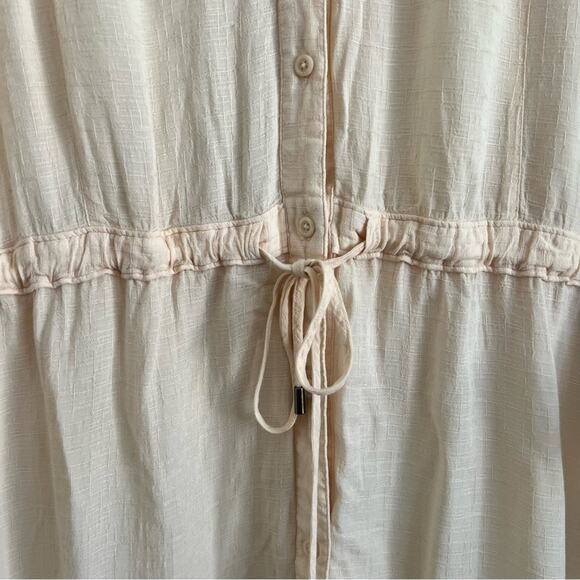 Anthropologie HD in Paris Cream Button Front Cinch Waist Rolled Sleeve Top XS - Picture 5 of 8